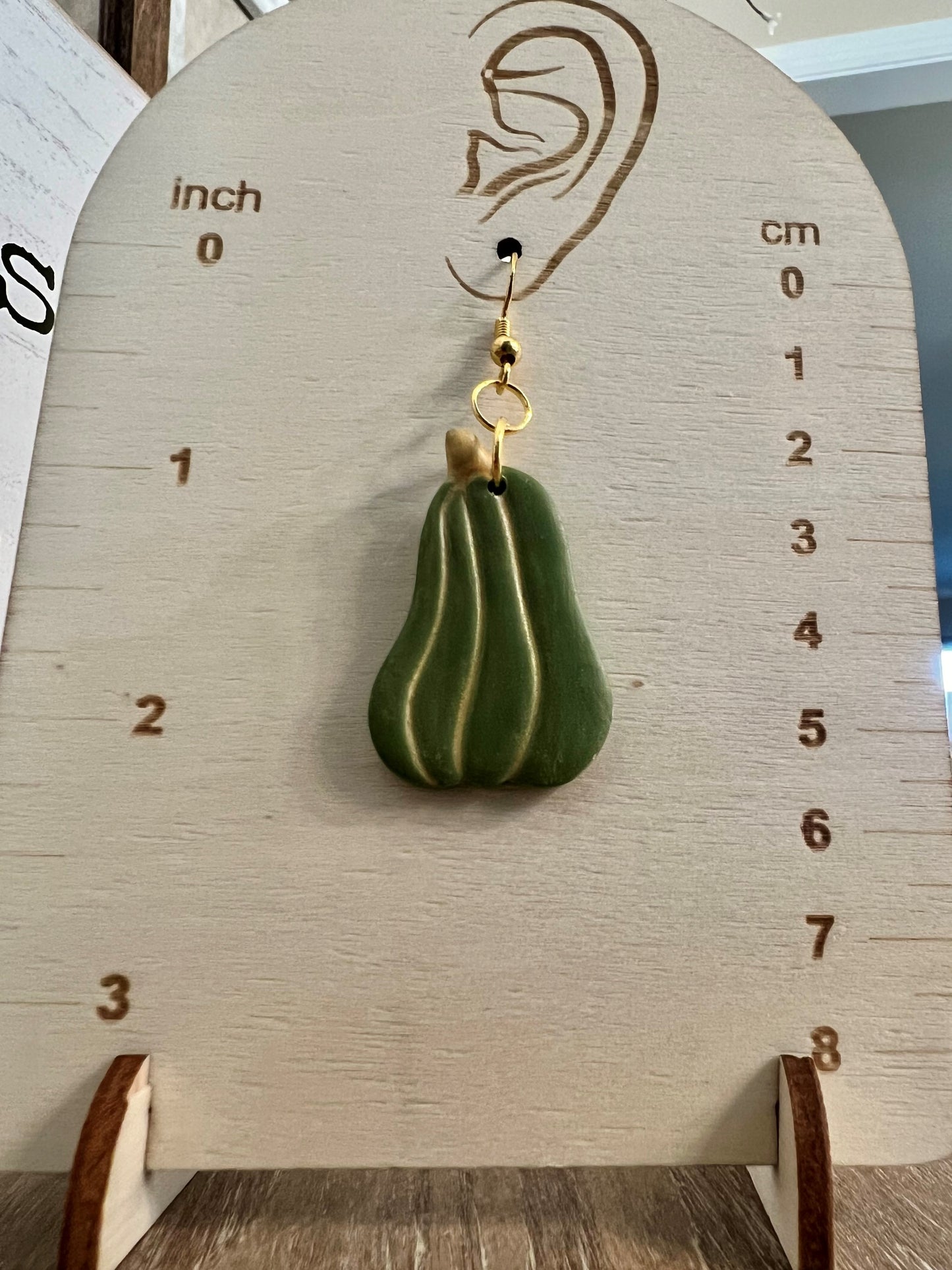 Gold Accented Olive Pumpkin Hook Earrings